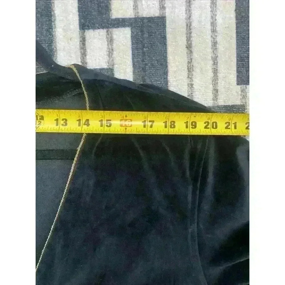 Vintage Liz Sport Black Velvet Blazer Jacket Sz L Gold Trim Crested Buttons 251H - Picture 8 of 13